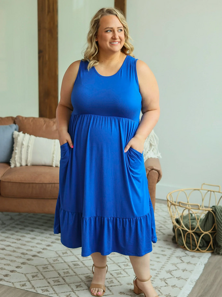 Bailey Royal Mid Length Dress with Ruffle Detail (SM-4X)
