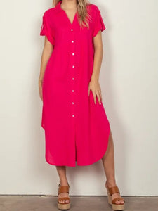 PRE-ORDER this Summer Staple TODAY! Linen Midi Dress (Sizes 1X - 3X) ETA MID-JUNE