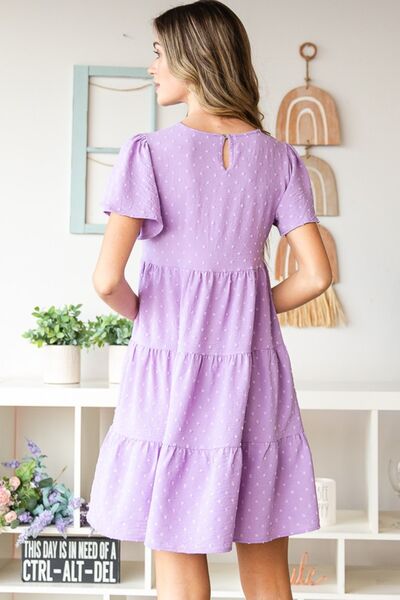 Swiss Dot Short Sleeve Tiered Dress (Sizes S-3XL)