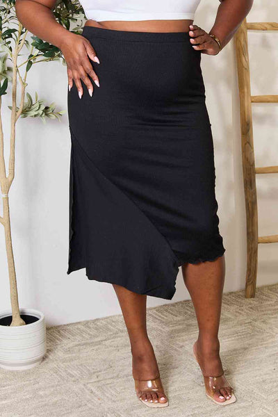 Wardrobe Staple! Culture Code Flattering High Waist Midi Skirt (Sizes S-3X)