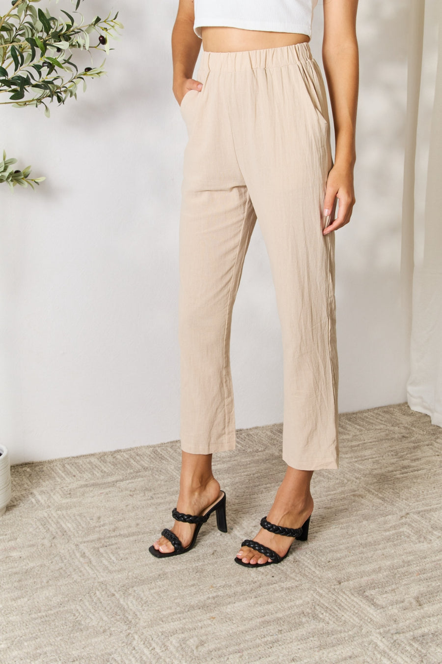 Double Take Pull-On Pants with Pockets (SM-2XL)