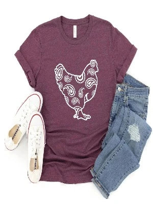Paisley Chicken Graphic Tees~4 color options (S-3X)