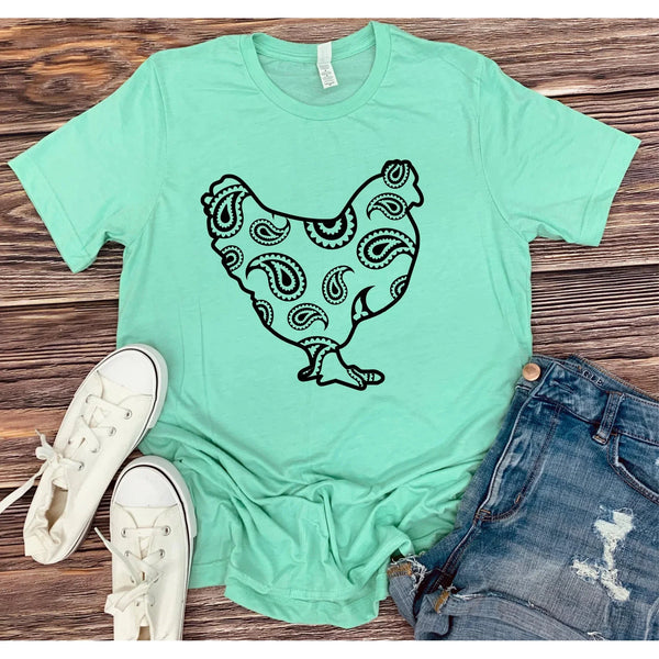 Paisley Chicken Graphic Tees~4 color options (S-3X)